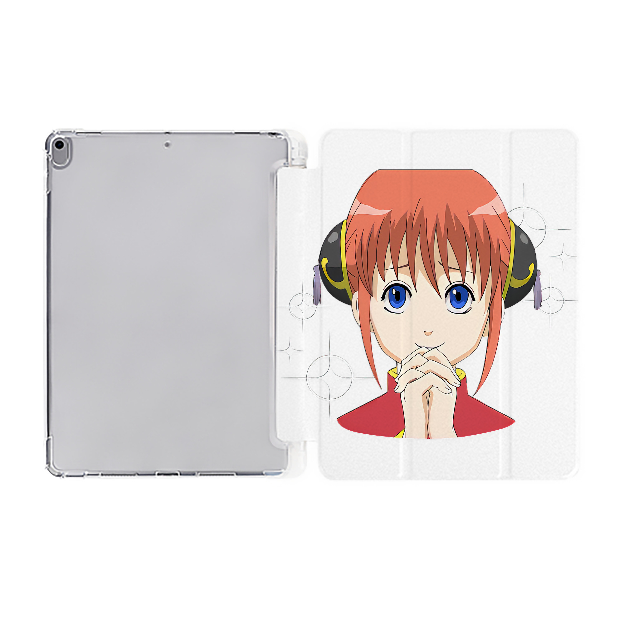 ぎんたま 坂田銀時（さかたぎんとき） 神楽 志村新八（しむら しんぱち） GINTAMA Sakata Gintoki Kagura Shimura Shinpachi IPad ケース ペン収納付き 三つ折りスタンド PUレザー×シリコン 対応機種9.5/10.5/10.9インチ